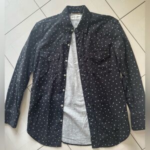 Saint Laurent Black Shirt with White Star Pattern